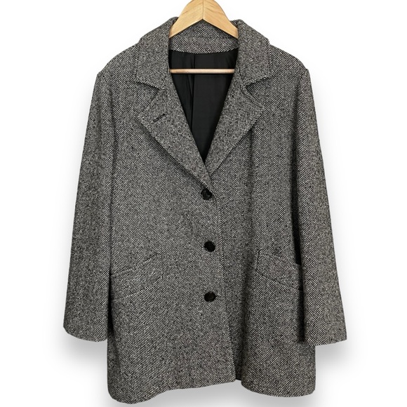 Vintage Jackets & Blazers - Vintage Coat Women Gray Car Coat Button-Up Pockets Fall Winter Lined Classic